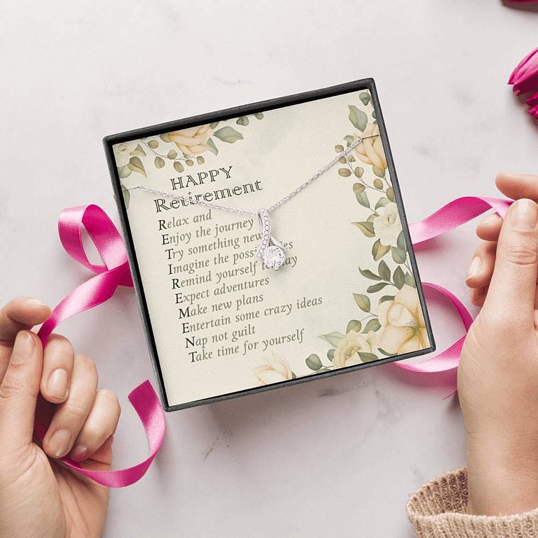 Happy Retirement Take Time For Yourself Alluring Beauty Necklace - Farewell Goodbye Jewelry Gifts