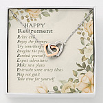 Happy Retirement Take Time For Yourself Interlocking Hearts Pendant Necklace - Farewell Goodbye Jewelry Gifts - Interlocking Hearts Necklace
