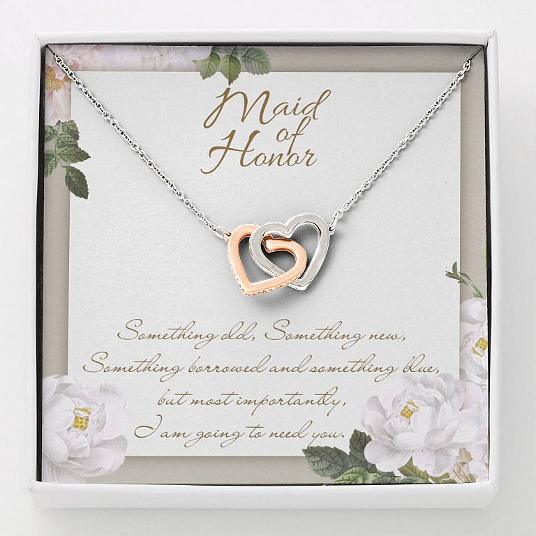 Maid Of Honor I'm Going To Need You Interlocking Hearts Pendant Necklace Maid Of Honor Proposal Wedding Gifts - Interlocking Hearts Necklace