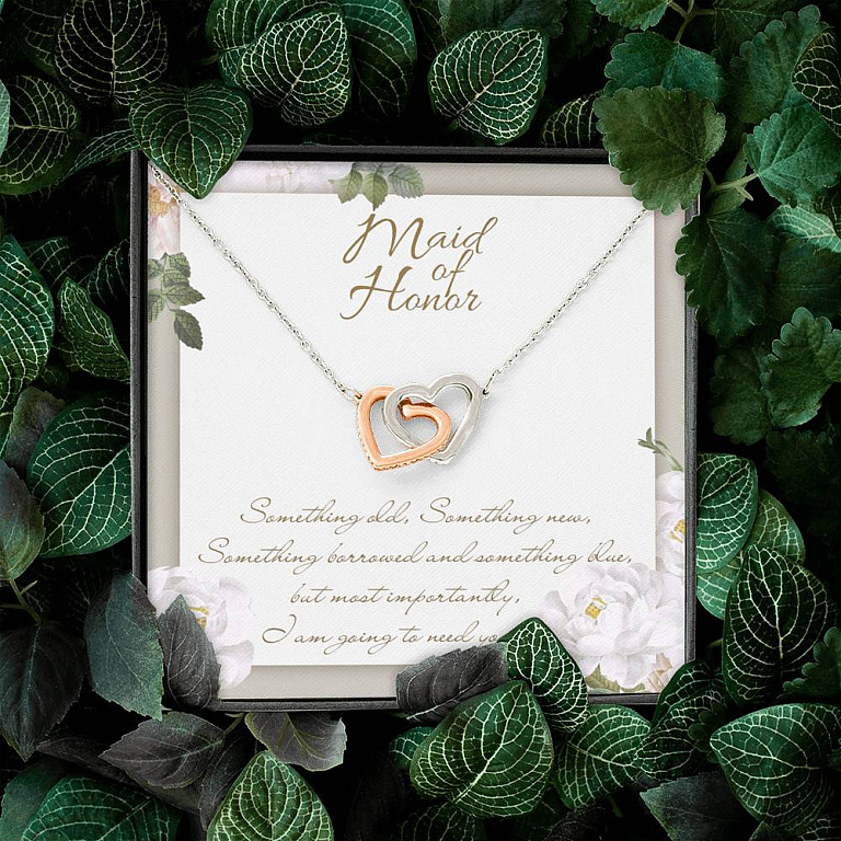 Maid Of Honor I'm Going To Need You Interlocking Hearts Pendant Necklace Maid Of Honor Proposal Wedding Gifts