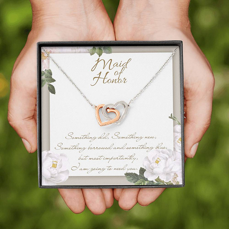 Maid Of Honor I'm Going To Need You Interlocking Hearts Pendant Necklace Maid Of Honor Proposal Wedding Gifts
