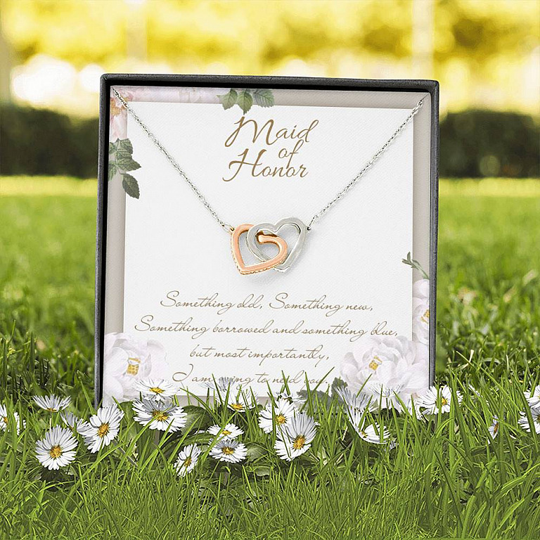 Maid Of Honor I'm Going To Need You Interlocking Hearts Pendant Necklace Maid Of Honor Proposal Wedding Gifts