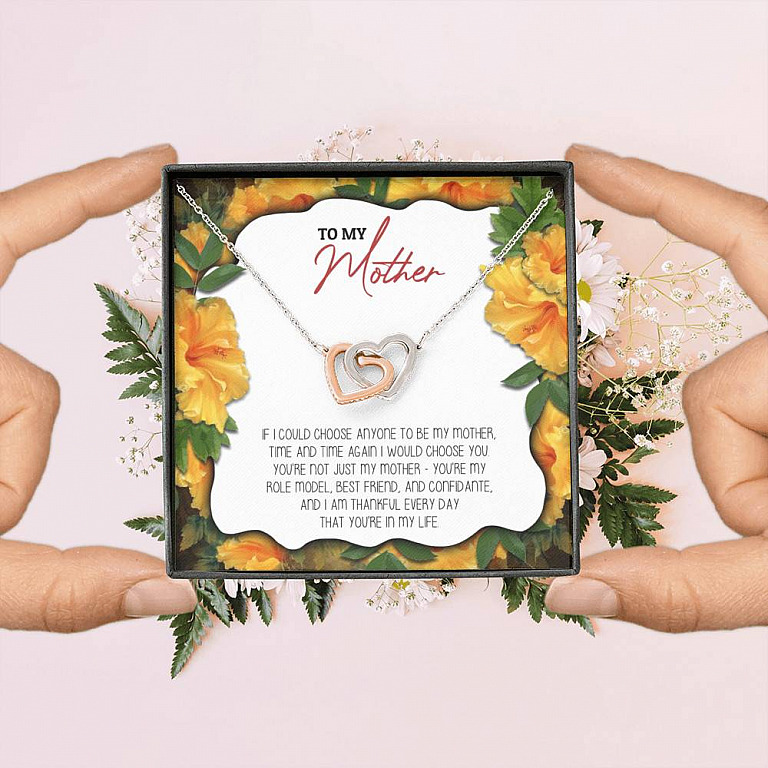 To My Mother If I Could Choose Anyone To Be My Mother Interlocking Hearts Pendant Necklace - Mom Jewelry