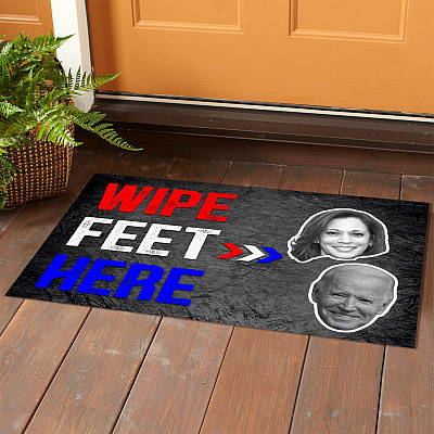 Alternative view of Wipe Feet Here Outdoor Indoor Doormat - Anti Biden Harris Doormat