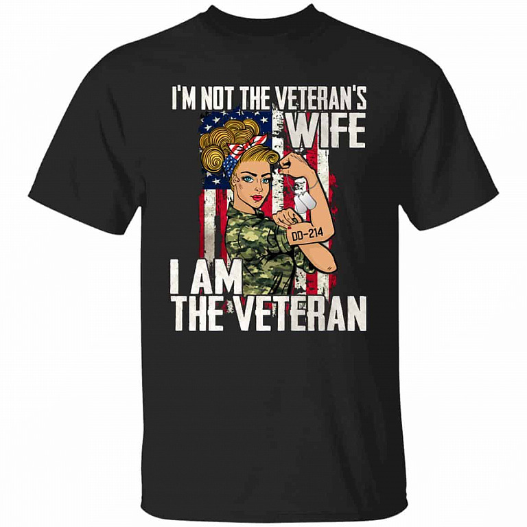 I'm Not the Veteran's Wife Tshirt, Black, Unisex T-Shirt