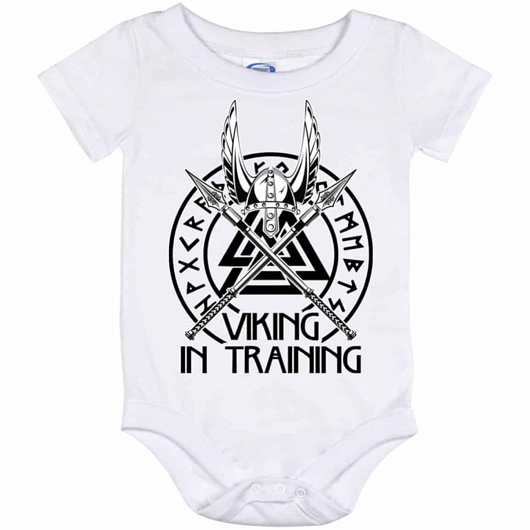 Viking In Training Baby Onesie, White, Baby Onesie - 12 Month