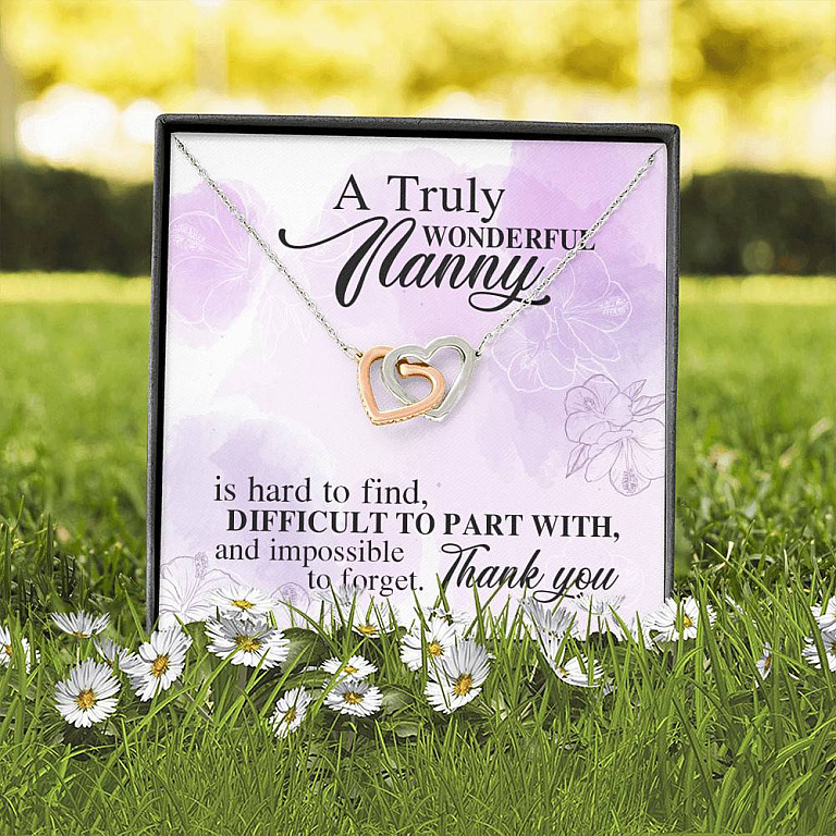 A Truly Wonderful Nanny Is Hard To Find Difficult To Part With Interlocking Hearts Pendant Necklace - Goodbye Nanny Gift