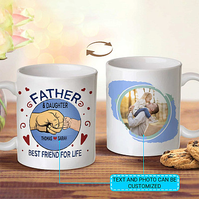 Alternative view of Personalized Photo Father and Daughter Best Friend For Life Double-Sided Ceramic Coffee Mug - Beer Stein