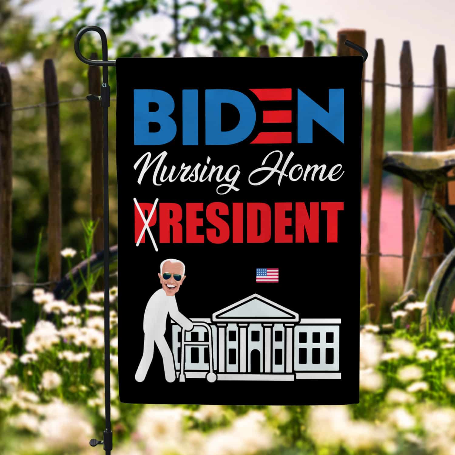 11LV. Biden Nursing Home 30x40 Garden Flag Mockup 6