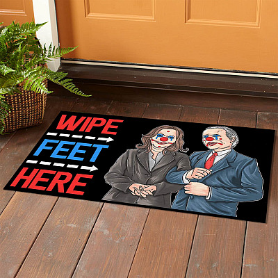 Alternative view of Wipe Feet Here Mat Biden Harris Entrance Indoor Outdoor Decorative Doormat