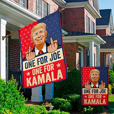 Alternative view of One Middle Finger Fuck For Biden Kamala Harris 2020 2024 - Funny Pro Trump House Flag - Garden Flag