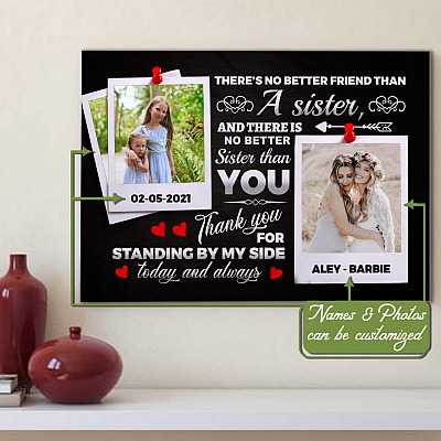 Alternative view of Personalized Photo Bridesmaid Gifts There's No Better Friend than A Sister Framed Canvas - Unframed Poster