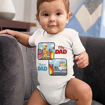 My Dad Your Dad Firefighter Daddy Cute Baby Onesie - Proud Fireman Children Baby Toddlers Bodysuit