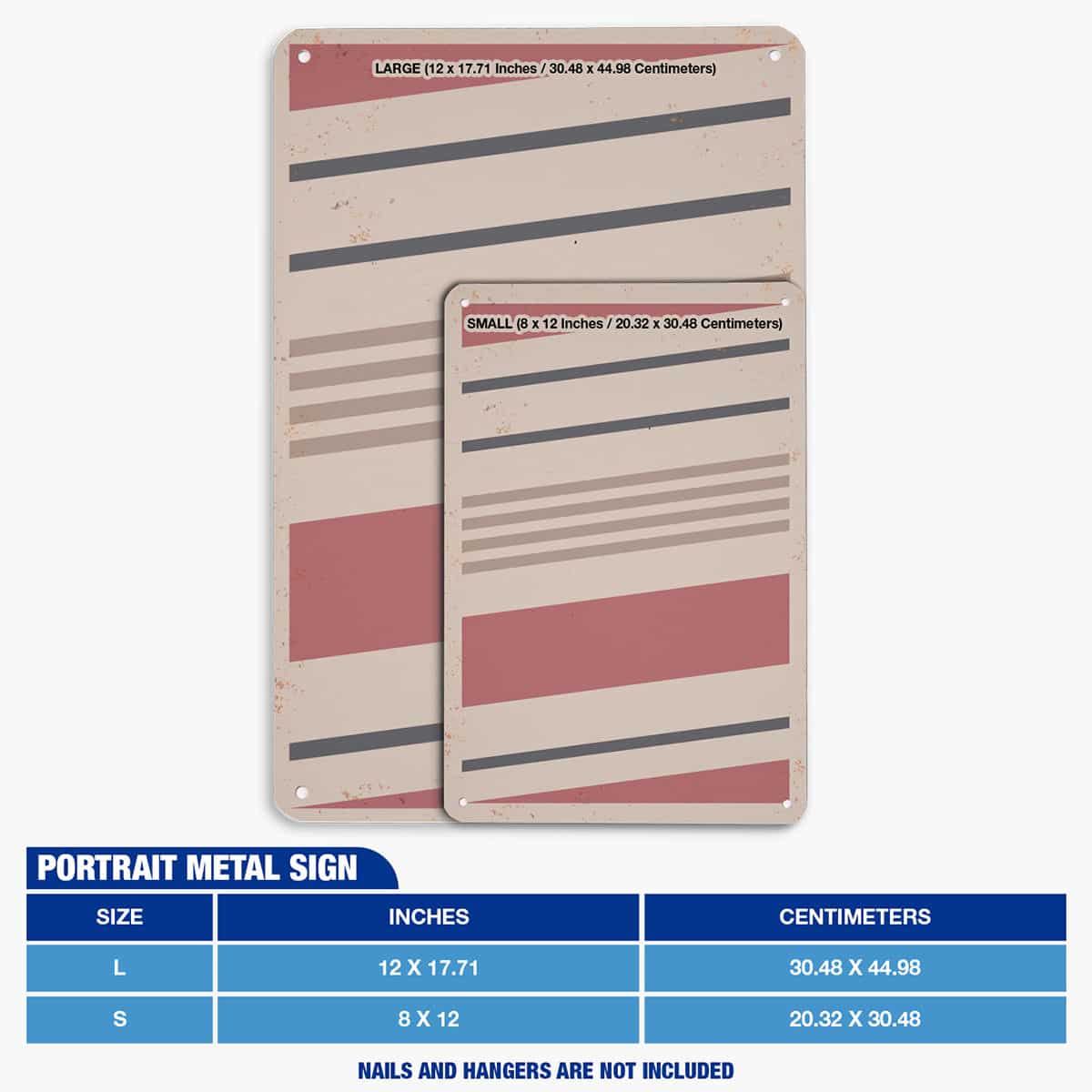 Portrait Metal Sign Size Guide