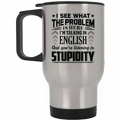 14 oz. Silver Travel Mug