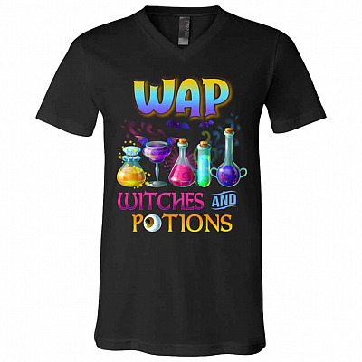 WAP Witches And Tshirt, Black, V-Neck T-Shirt