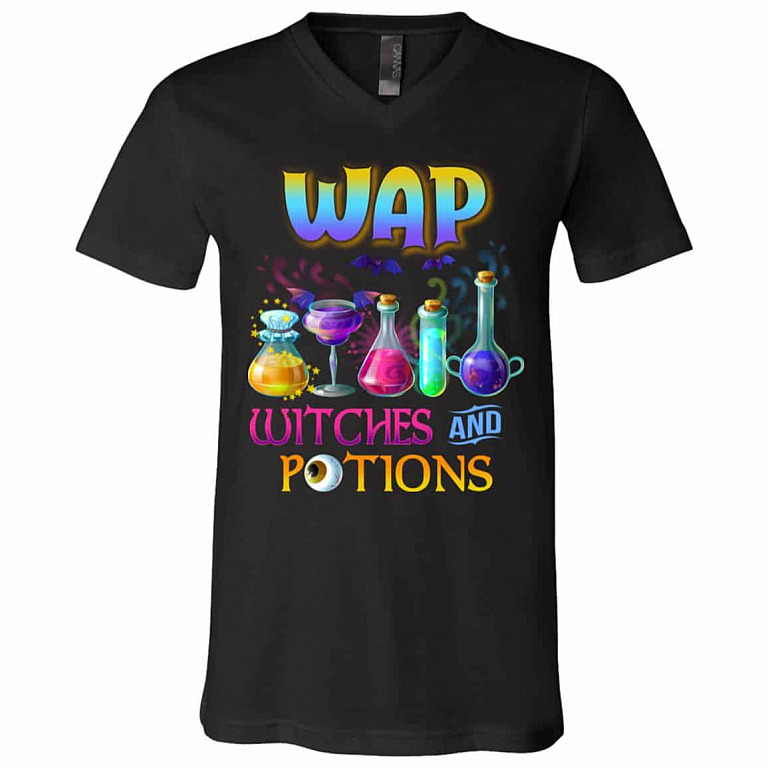 WAP Witches And Tshirt, Black, V-Neck T-Shirt