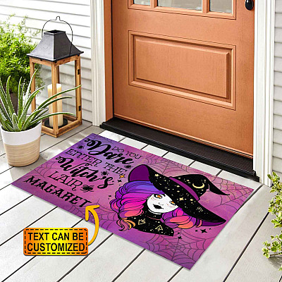 Do You Dare Enter The Witch's Lair Personalized Name Witch Indoor Outdoor Doormat - Custom Halloween Doormat