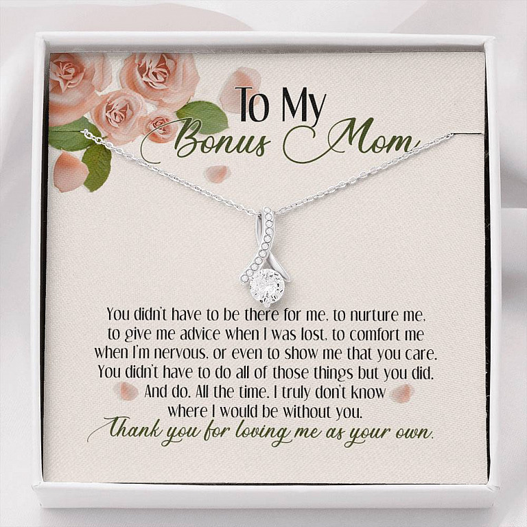 To My Bonus Mom Thank You For Loving Me As Your Own Alluring Beauty Necklace - Step Mom Stepmother Gifts - Alluring Beauty Necklace