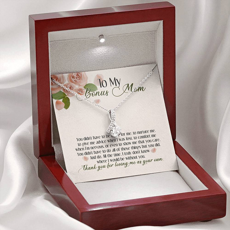 To My Bonus Mom Thank You For Loving Me As Your Own Alluring Beauty Necklace - Step Mom Stepmother Gifts