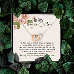 To My Bonus Mom Thank You For Loving Me As Your Own Interlocking Hearts Pendant Necklace - Step Mom Gifts