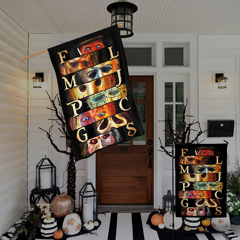 Scary Halloween Photo Backdrop - Horror Movie Character Banner For Party Decorations