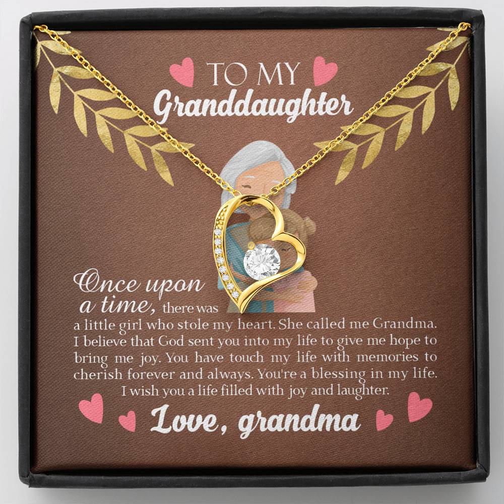 To My Granddaughter Once Upon A Time There Was A Little Girl Who Stole My Heart Forever Love Necklace - Forever Love Necklace (18K Yellow Gold)