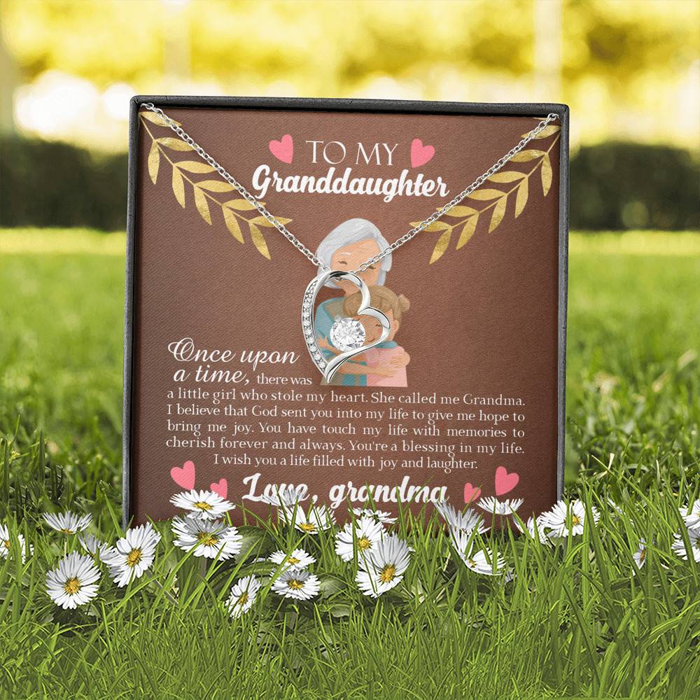 To My Granddaughter Once Upon A Time There Was A Little Girl Who Stole My Heart Forever Love Necklace