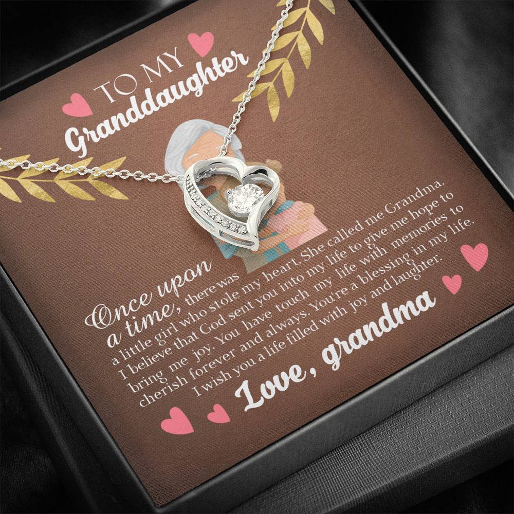 To My Granddaughter Once Upon A Time There Was A Little Girl Who Stole My Heart Forever Love Necklace