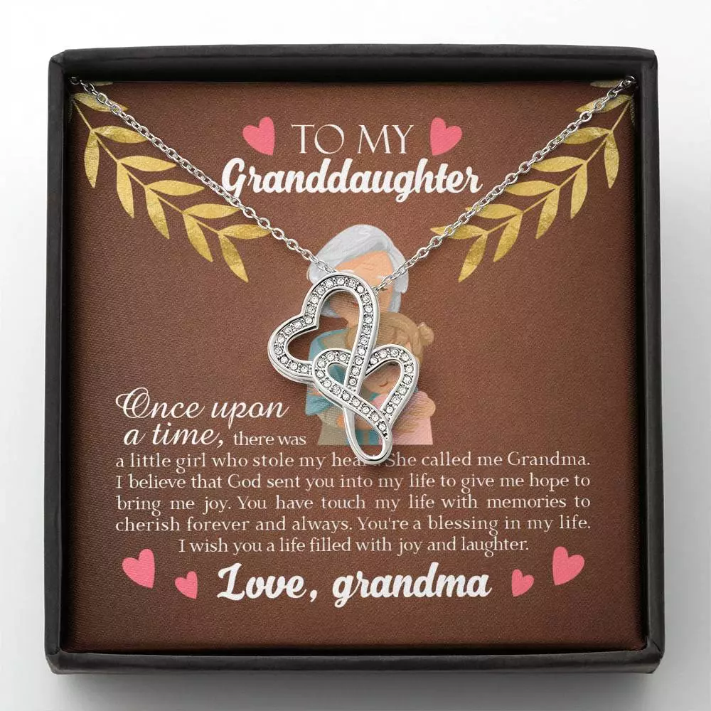 To My Granddaughter Once Upon A Time There Was A Little Girl Who Stole My Heart Double Hearts Necklace - Double Hearts Necklace To My Granddaughter Once Upon A Time There Was A Little Girl Who Stole My Heart Double Hearts Necklace - Double Hearts Necklace