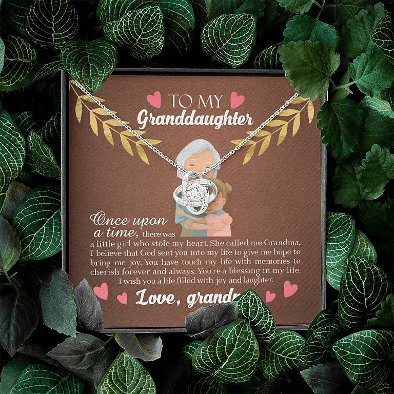 To My Granddaughter Once Upon A Time There Was A Little Girl Who Stole My Heart Love Knot Necklace