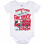 fire truck, White, Baby Onesie - 12 Month
