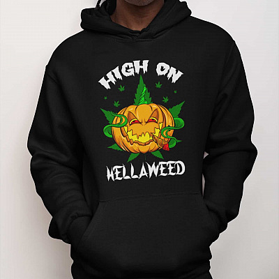 Alternative view of High On Hellaweed Funny Hoodie - Sweatshirt - Long Sleeve