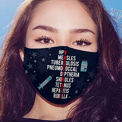 Alternative view of Yes To Vaccines Pro Vaccination Thanks Science Reusable Washable Custom Printed Cloth Face Mask