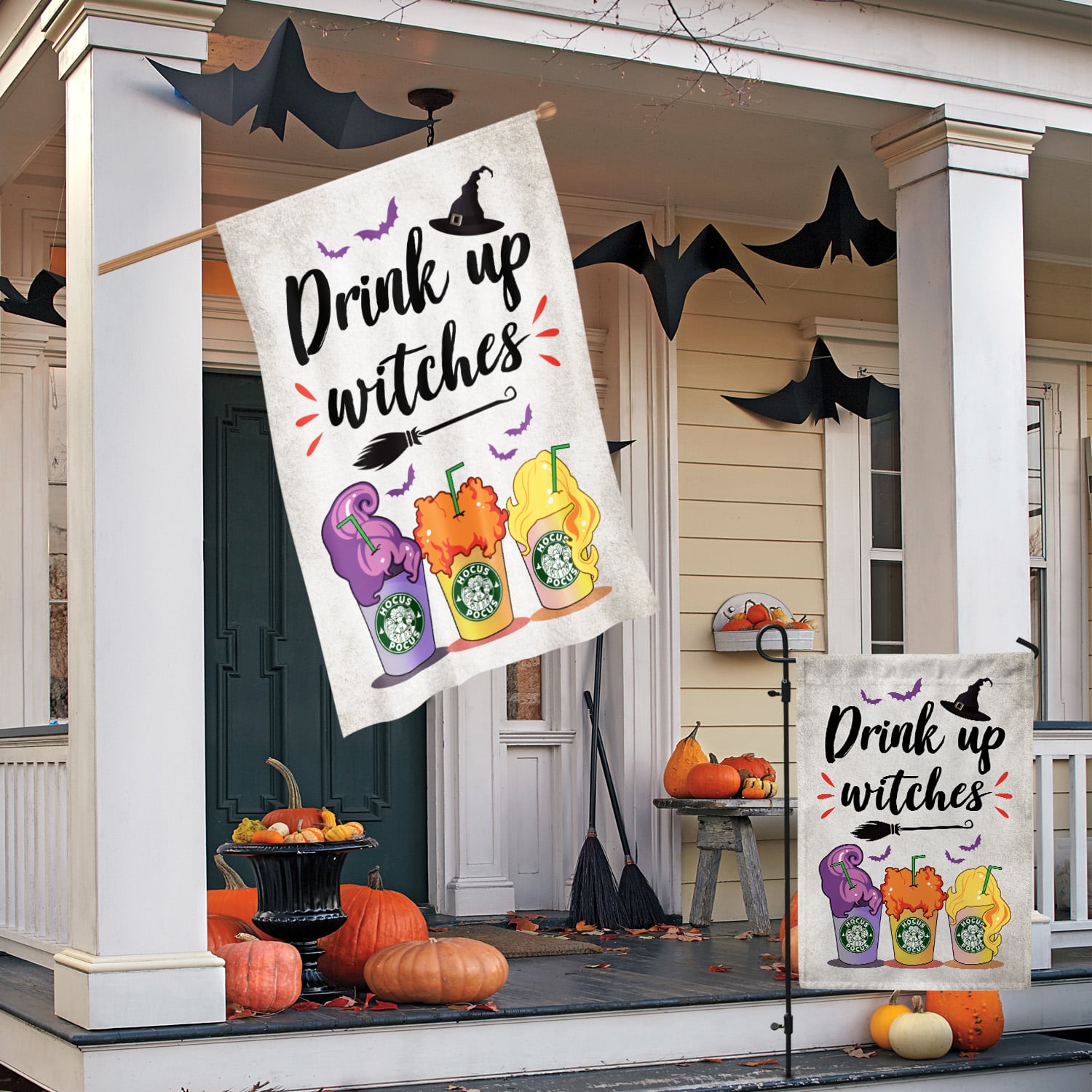 2BN. Drink Up Witches 30x40 Garden & House Mockup 2