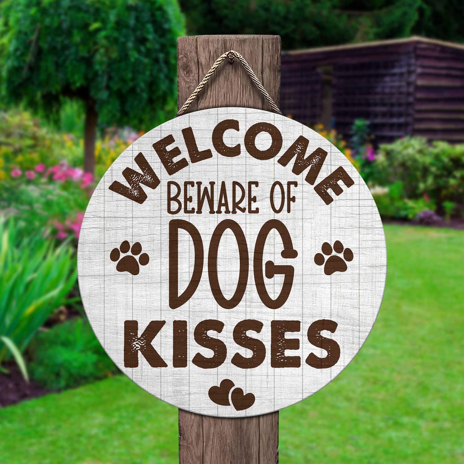 3MH. Dog Kisses Sign Door Sign Mockup 2
