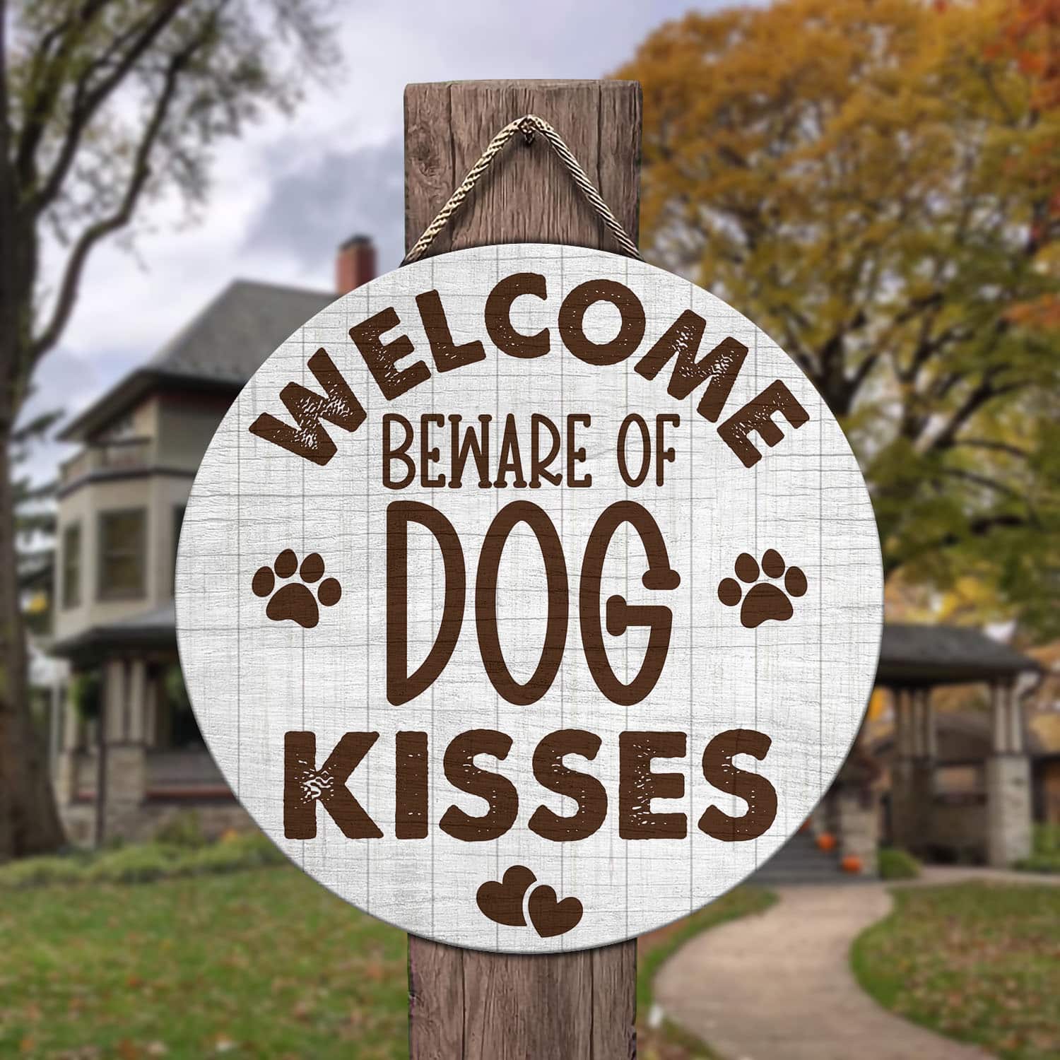 3MH. Dog Kisses Sign Door Sign Mockup 3