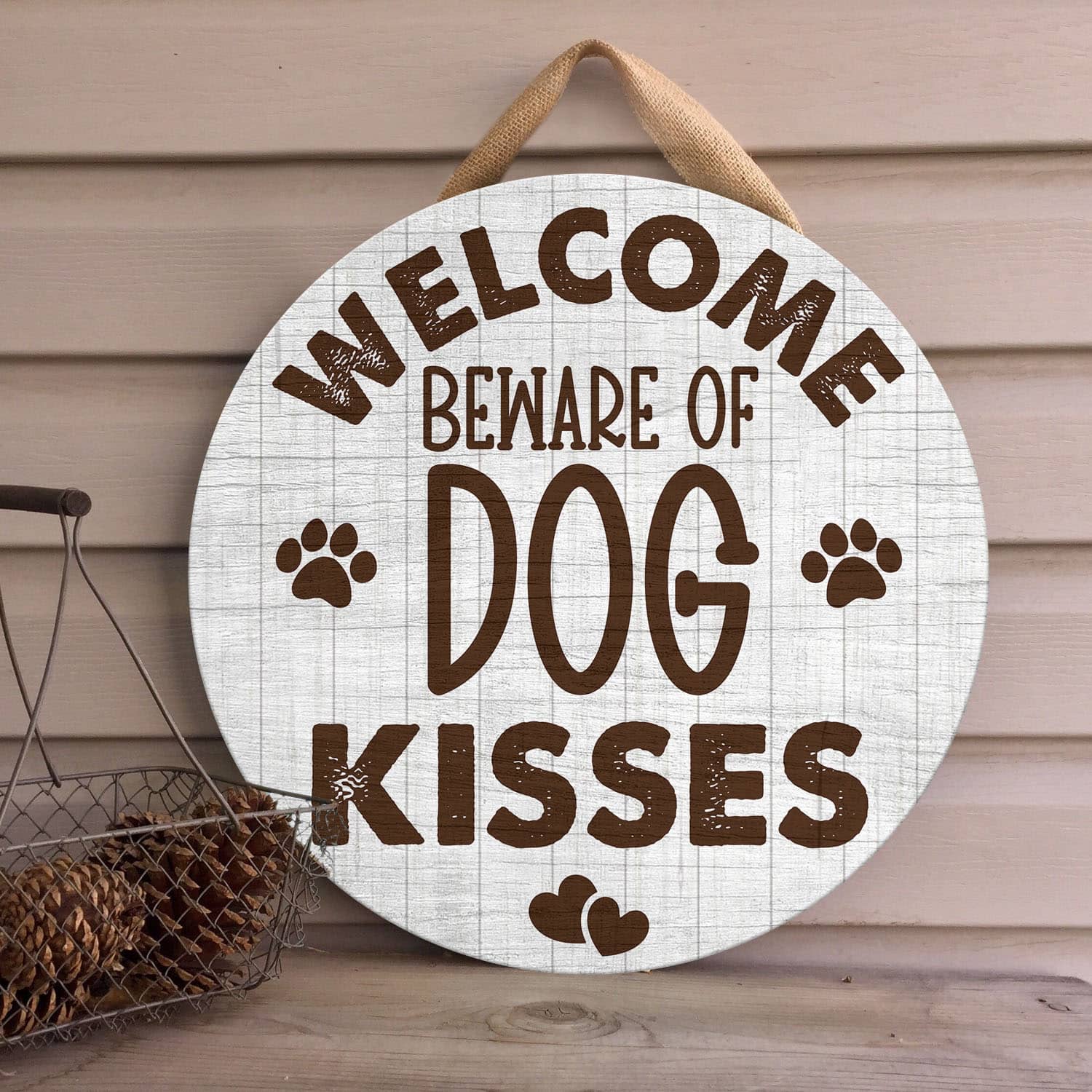 3MH. Dog Kisses Sign Door Sign Mockup 4