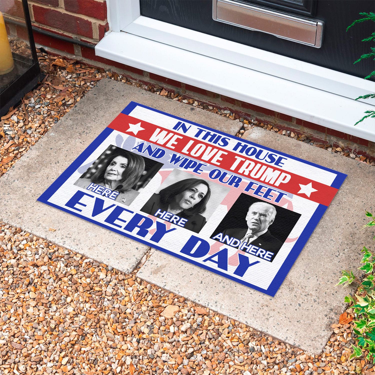 3LV. UU TIEN Love Trump Doormat mockup 10fx