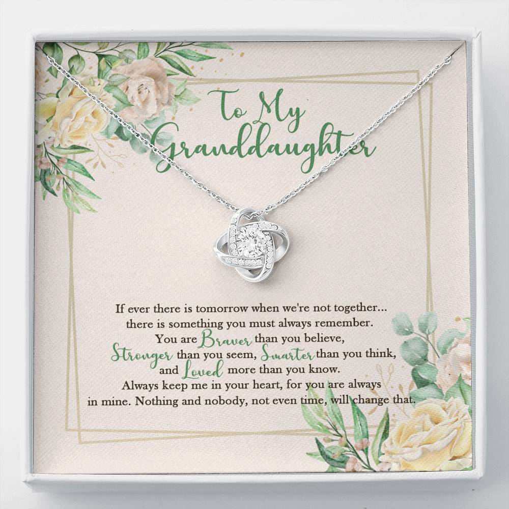 To My Granddaughter From Grandma Grandpa Grandparents You Are Always In Mine Love Knot Necklace - Love Knot Necklace