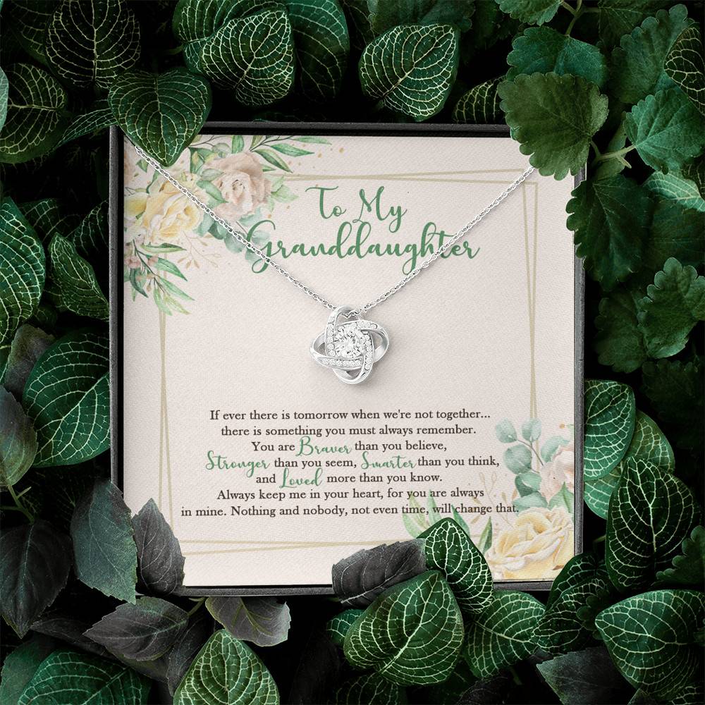 To My Granddaughter From Grandma Grandpa Grandparents You Are Always In Mine Love Knot Necklace