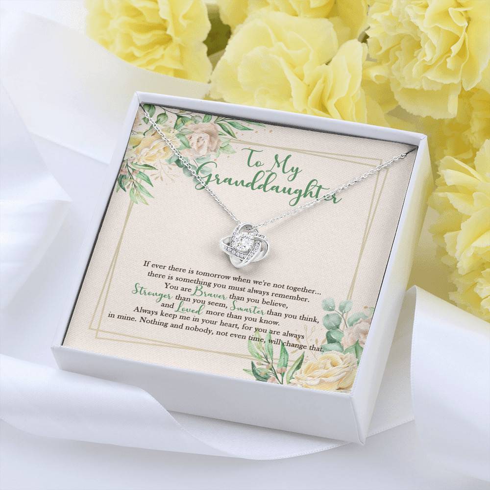 To My Granddaughter From Grandma Grandpa Grandparents You Are Always In Mine Love Knot Necklace