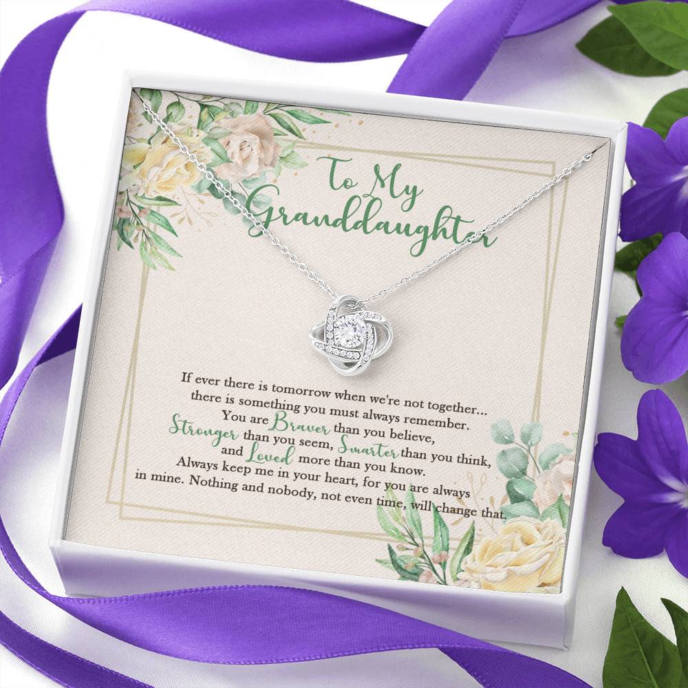 To My Granddaughter From Grandma Grandpa Grandparents You Are Always In Mine Love Knot Necklace