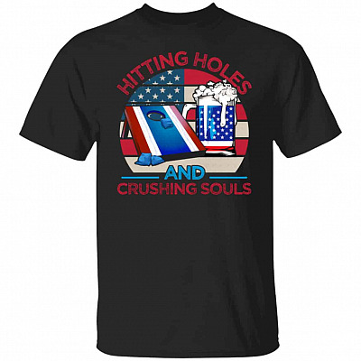 hitting holes tee, Black, Unisex T-Shirt