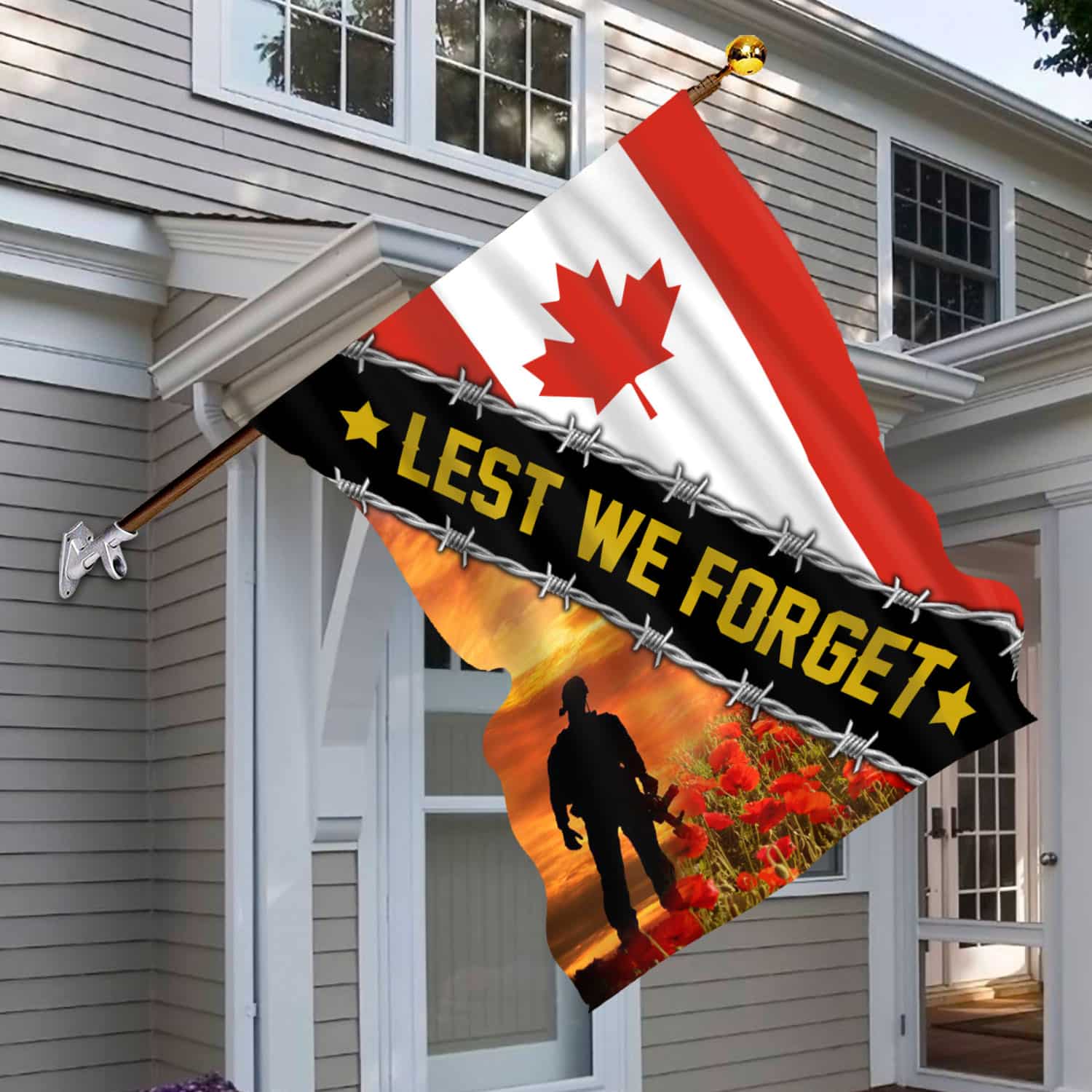 3VT. Lest We Forget House Flag Mockup 6