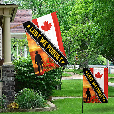 Alternative view of Lest We Forget Poppies Flower Remembrance Day War Heroes Canada Outdoor House Flag - Home Garden Flag