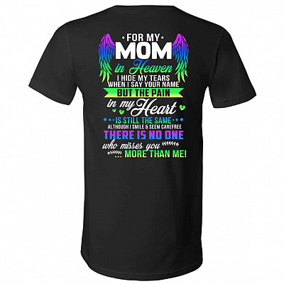 mom, Black, V-Neck T-Shirt