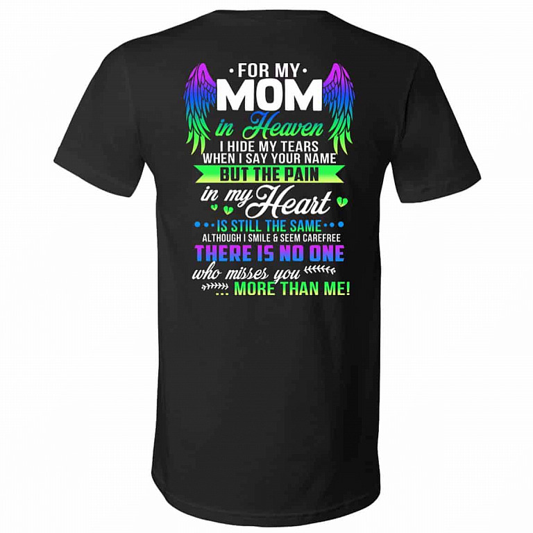 mom, Black, V-Neck T-Shirt