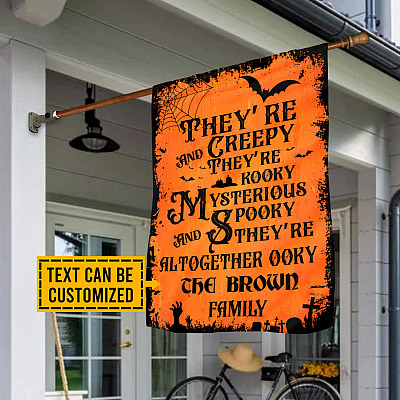 Alternative view of Personalized Halloween House Flag - They're Creepy And They're Kooky Mysterious And Spooky Garden Flag