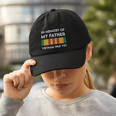 In Memory Of My Father Vietnam War Vet Twill Cap - High-Profile Snapback Hat - Trucker Hat